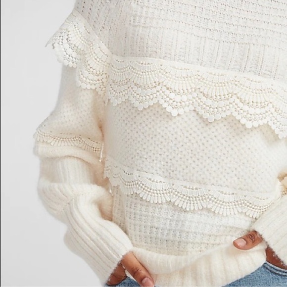 EXPRESS Lace Knit Sweater Size S - Picture 2 of 11
